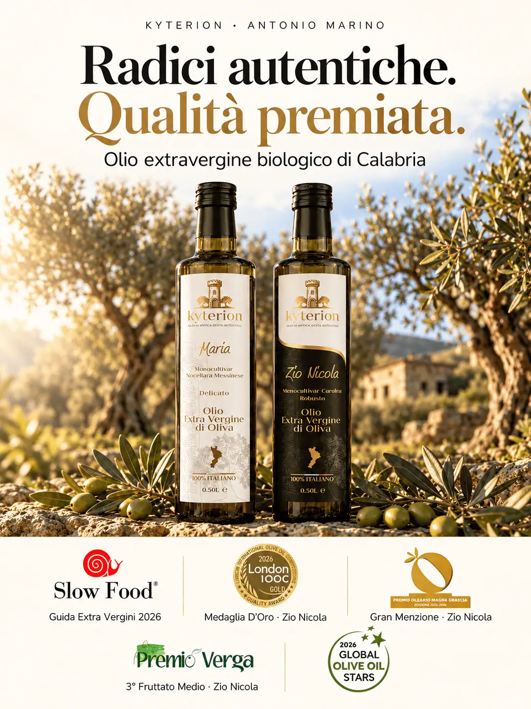 Olio extravergine d’oliva Kyterion dell’Azienda Agricola Antonio Marino
